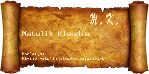 Matulik Klaudia névjegykártya